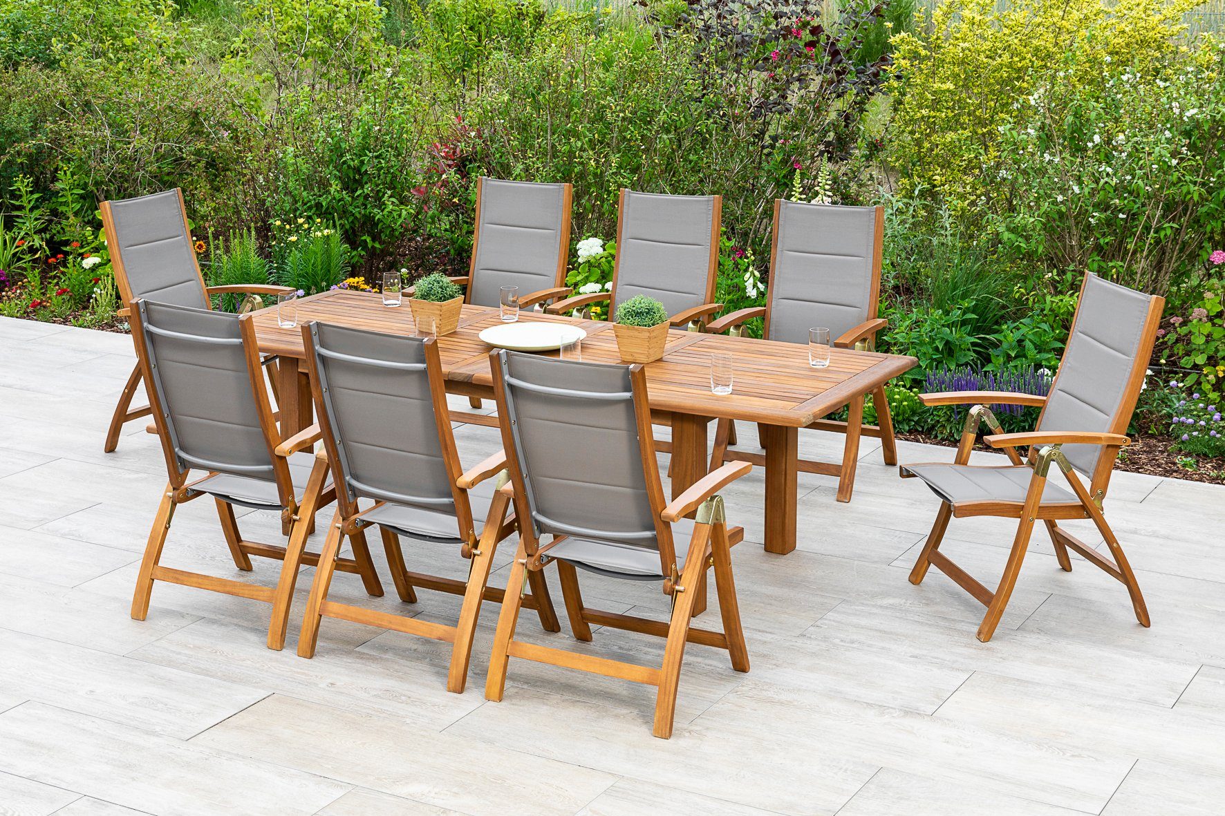 MERXX Garten-Essgruppe Acapulco, (9-tlg), 8 Klappsessel, günstig online kaufen