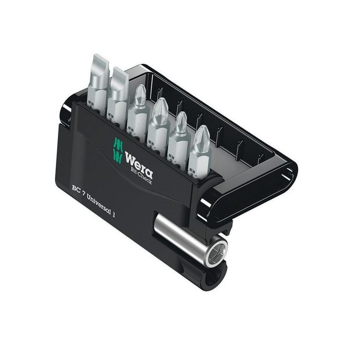 Wera Bit-Set Bitsatz Mini-Check SL/PH/PZ 7teilig Bithalter/6Bits Schlitz/PH/PZ zähhart Magnetbithalter m.Box