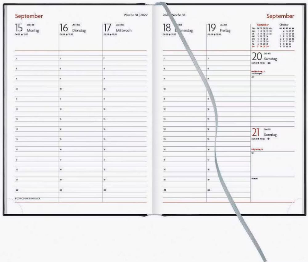 Lediberg Buchkalender 942 Wochenplaner 2027 schwarz A5 (1-tlg) – Bild 3 von 3