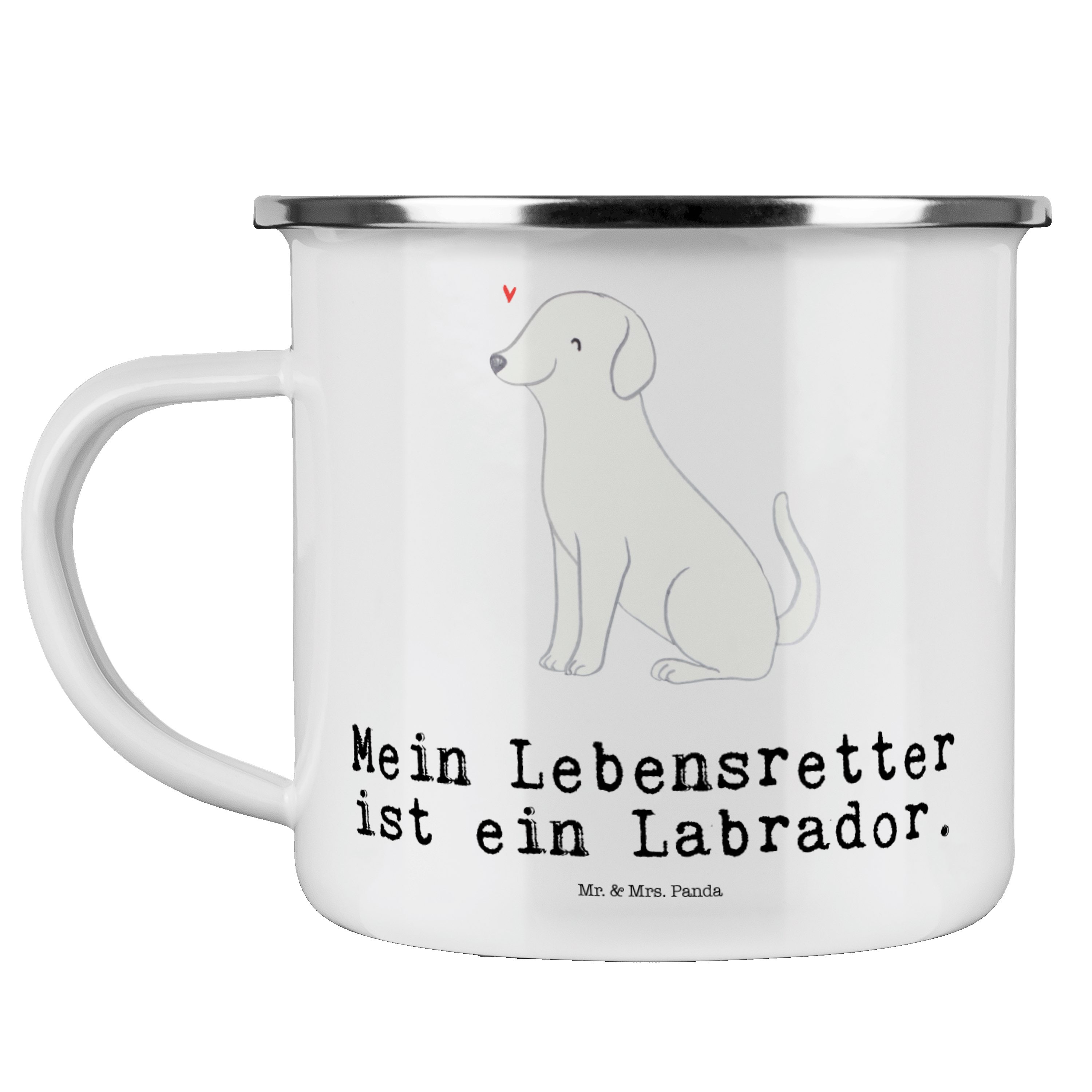 Mr. & Mrs. Panda Becher Labrador Lebensretter - Weiß - Geschenk, Hundebesitzer, Trinkbecher, Emaille