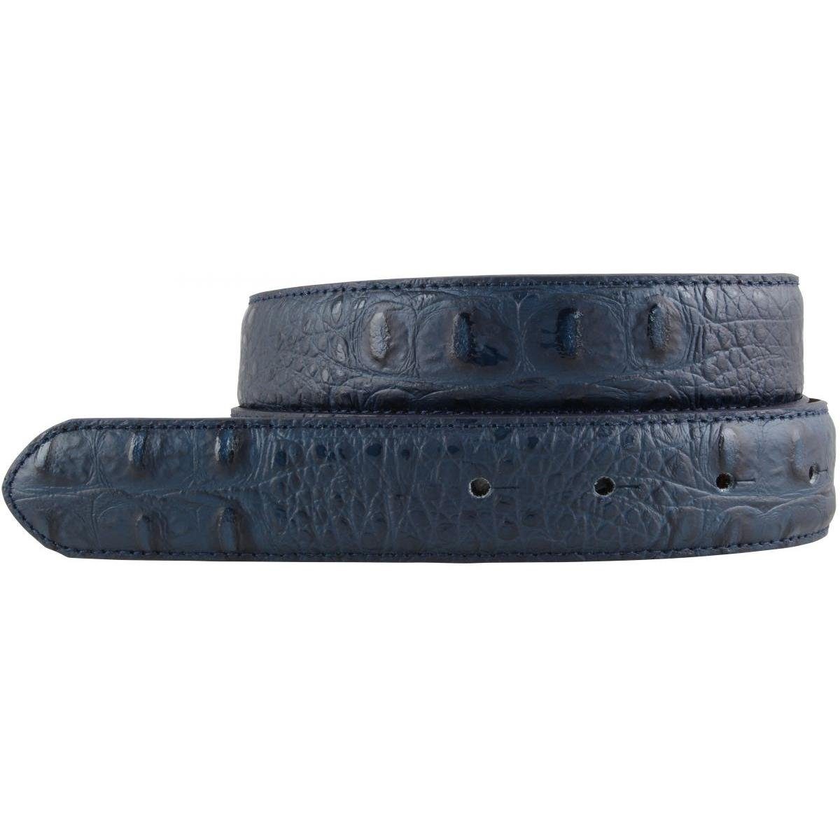 BELTINGER Ledergürtel Gürtel mit Krokoprägung ohne Schnalle 3 cm - Leder-Gürtel für Damen He Marine