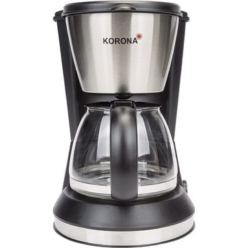 KORONA Filterkaffeemaschine 12304 Single Kaffeemaschine, Kaffeeautomat, schwarz, silber, 0,7 l Fassungsvermögen, für 5 Tassen, Edelstahlgehäuse, Mini Kaffeemaschine, Glaskanne