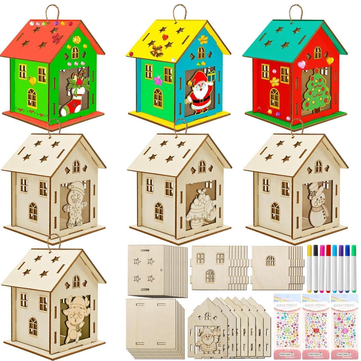 LuxusKollektion Kreativset Weihnachtshaus Bastelset 7er Set mit Zubehör