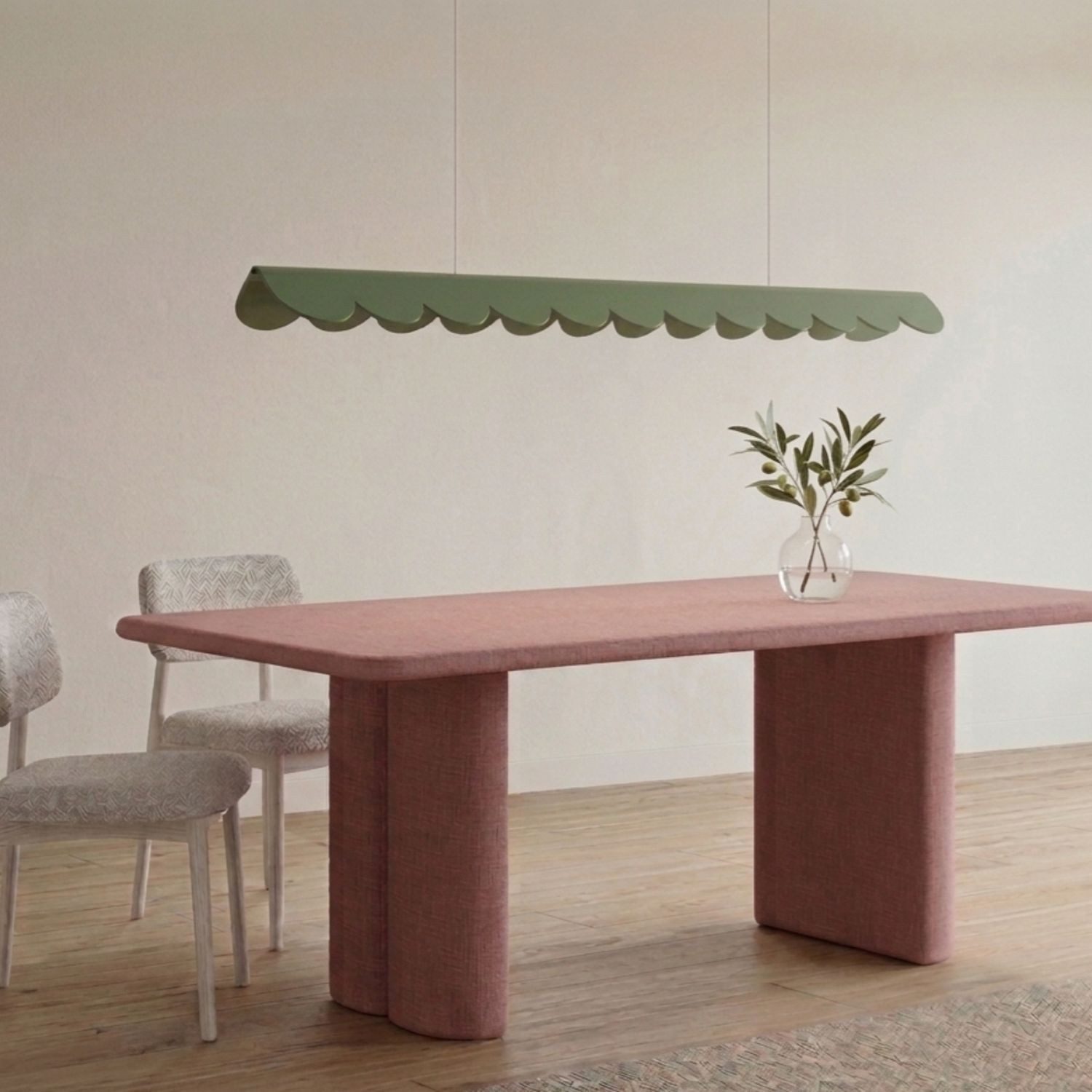 Licht-Erlebnisse Pendelleuchte GERAU, LED fest integriert, Neutralweiß, LED Aluminium H: max. 200 cm Salbei länglich 4000 K 1930 lm Modern
