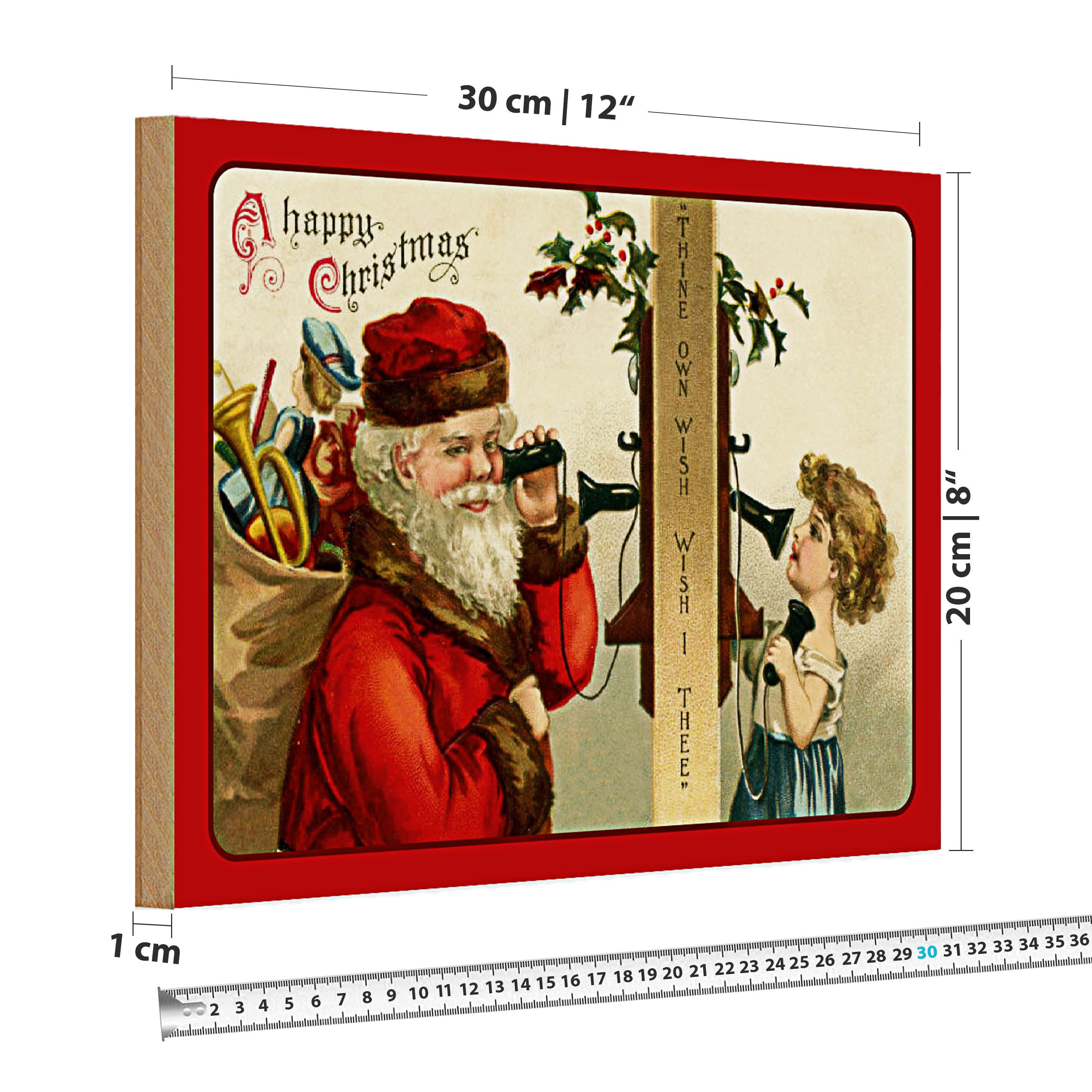 Roomando Holzbild Holzschild Weihnachtene Santa Claus 30x20cm