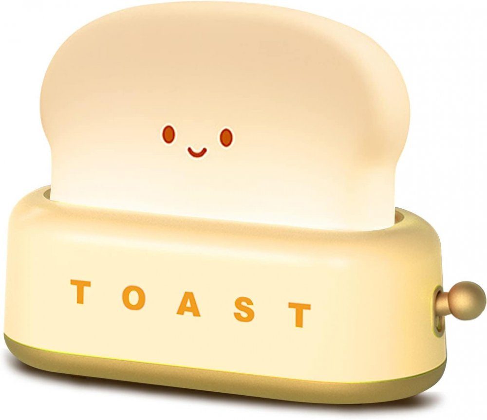 MOUTEN Nachtlicht Toaster mit Licht, wiederaufladbar, Smiley-Toast, niedliche Dekoration Gelb