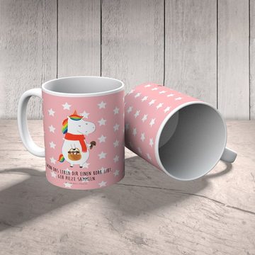 Mr. & Mrs. Panda Kinderbecher Einhorn Pilz - Rot Pastell - Geschenk, Camping Becher, Liebeskummer, Kunststoff, Bruchfest