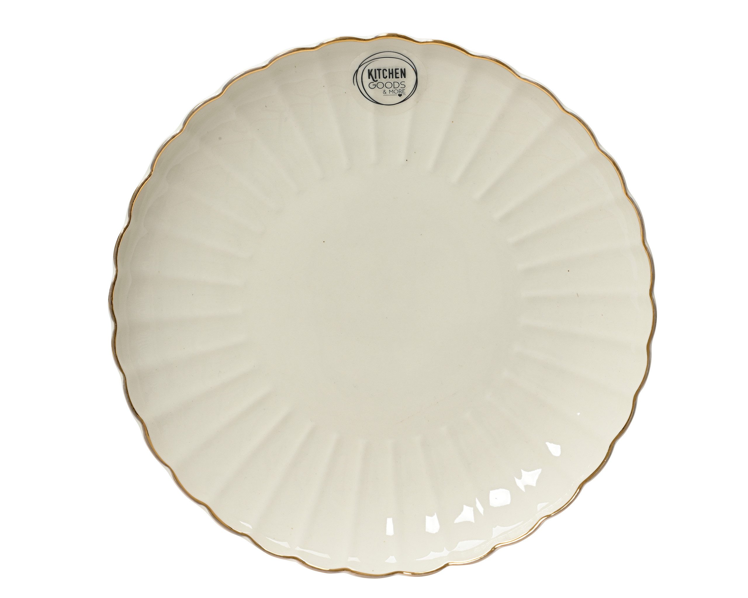 Kaemingk Тарелки, Тарелка для завтрака 26,6cm Porzellan mit Relief und Goldrand Weiß / Gold
