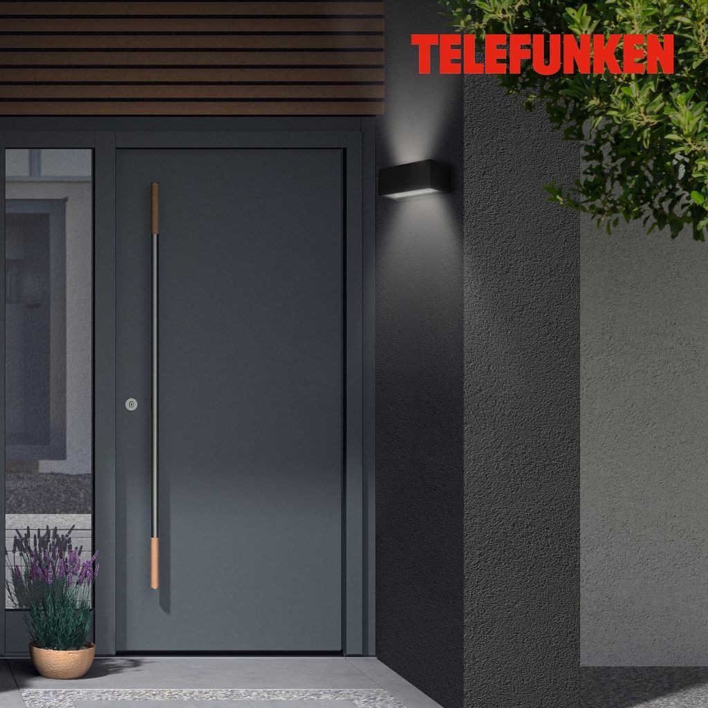 Telefunken Außen-Wandleuchte 314405TF, LED fest integriert, 2700K - Extra-Warmweiß, Wand Außenleuchte IP44 4000K 12W 18,5x7,5x9,1cm