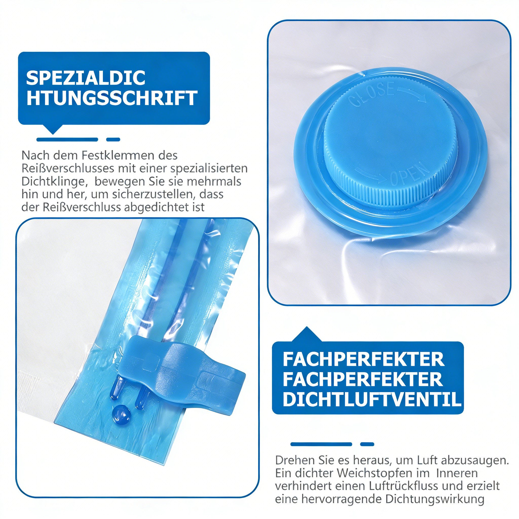 BlingBin Vakuumierbeutel 12 Stück Kleiderschutzhülle Aufbewahrungsbeutel für Kleidung mit Pumpe, (40x60cm/60x80cm/80x100cm) mit luftdichtem Ventil und Handpumpe – Bild 4 von 5