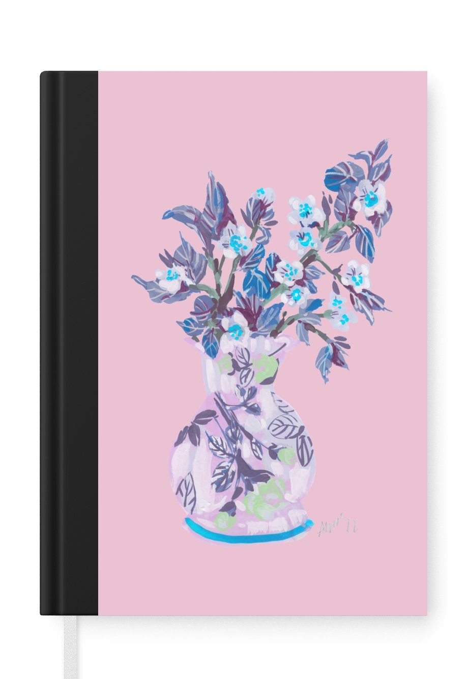 98 Rosa Pflanzen, Merkzettel, - Notizheft, Notizbuch Seiten, Haushaltsbuch Journal, - Vase MuchoWow A5, - Blumen Tagebuch,