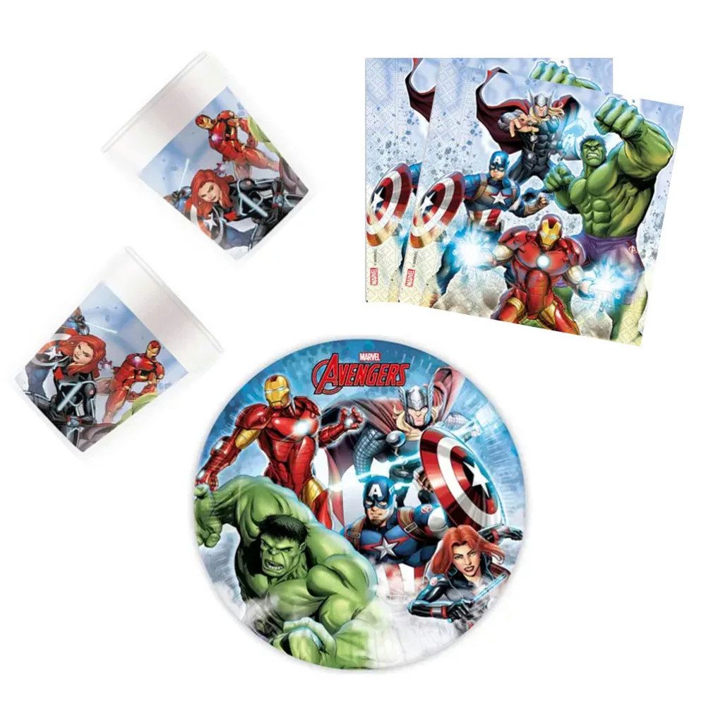 MARVEL Kindergeschirr-Set Marvel Avengers Hulk Geburtstag Deko Set 36tlg. Geschirr Partyset (36-tlg), 1 Personen