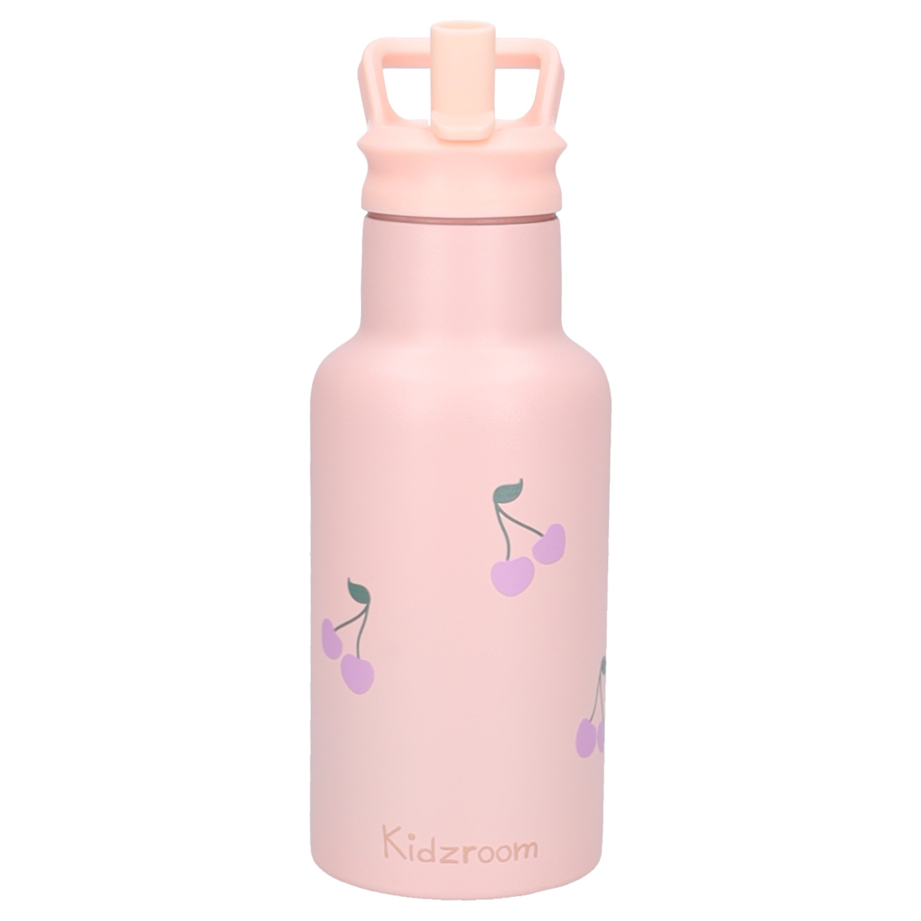 Kidzroom Trinkflasche Nostalgia Kinder 350 ml Edelstahl mit Trinkhalm Rosa
