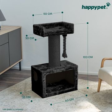 Happypet Kratzbaum MICK, Premium 103 cm für große Katzen, dicker Stamm 18 cm, 8 mm Sisalseil