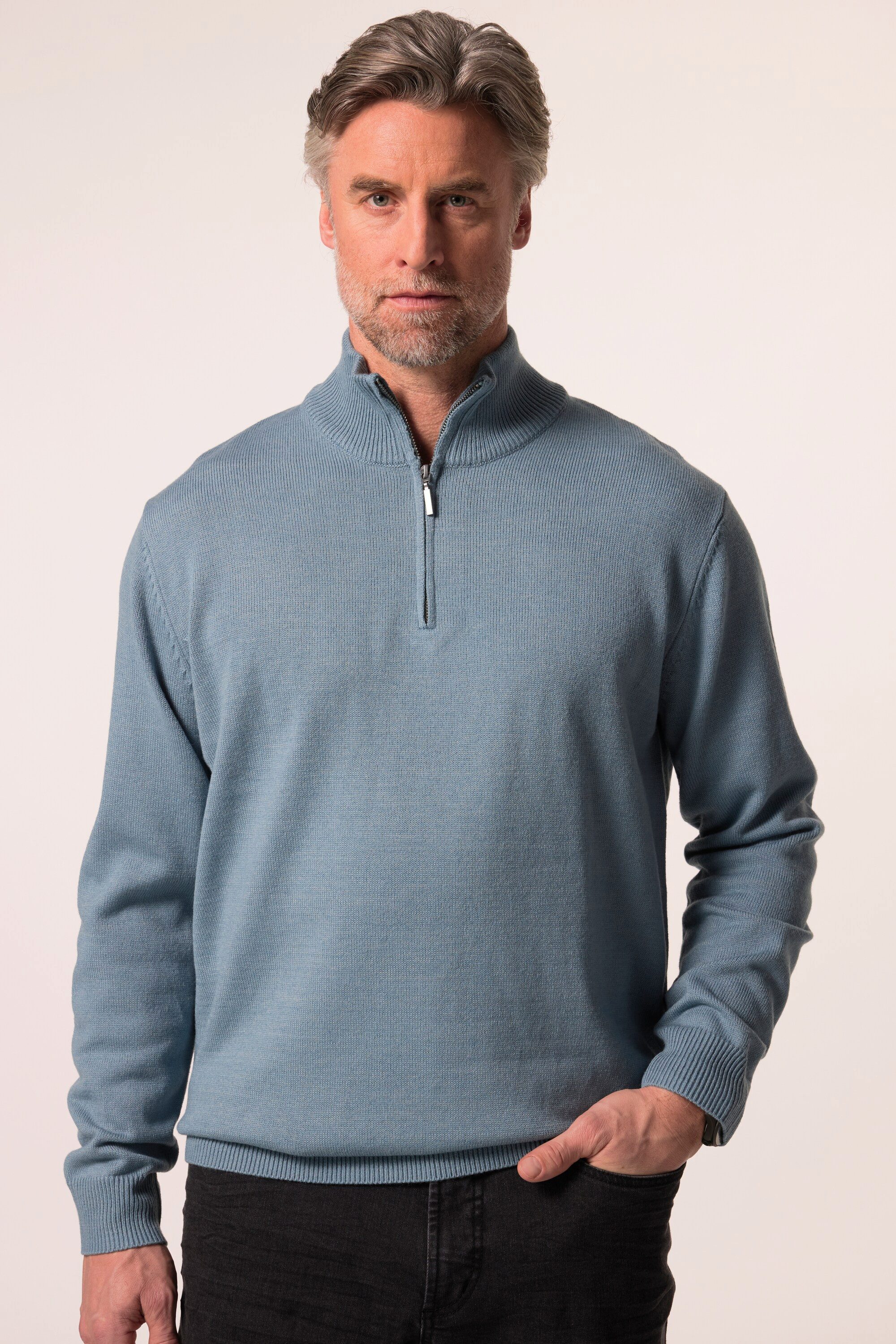 Boston Park Rundhalspullover Boston Park Troyer Strick Zippkragen bis 84/86