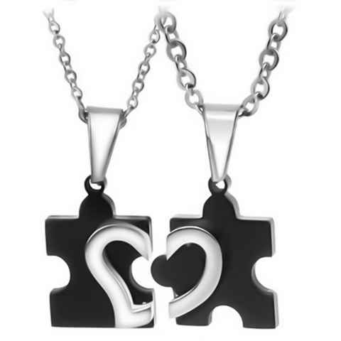 Schmuck-Elfe Partnerkette Puzzle mit Herz invertiert (Set), 4tlg. Set