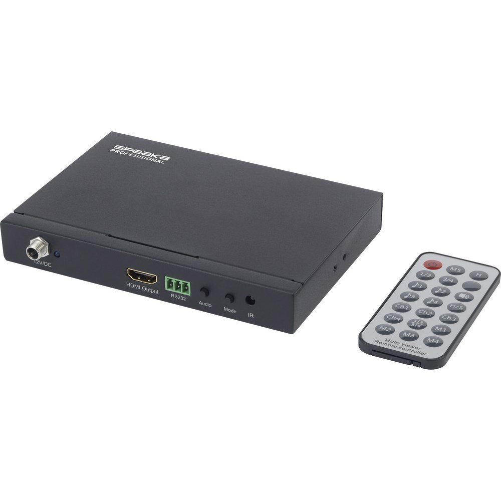 SpeaKa Professional SP-HDS-QMV100 4 Port HDMI Quad Multi-Viewer mit Fe Netzwerk-Adapter