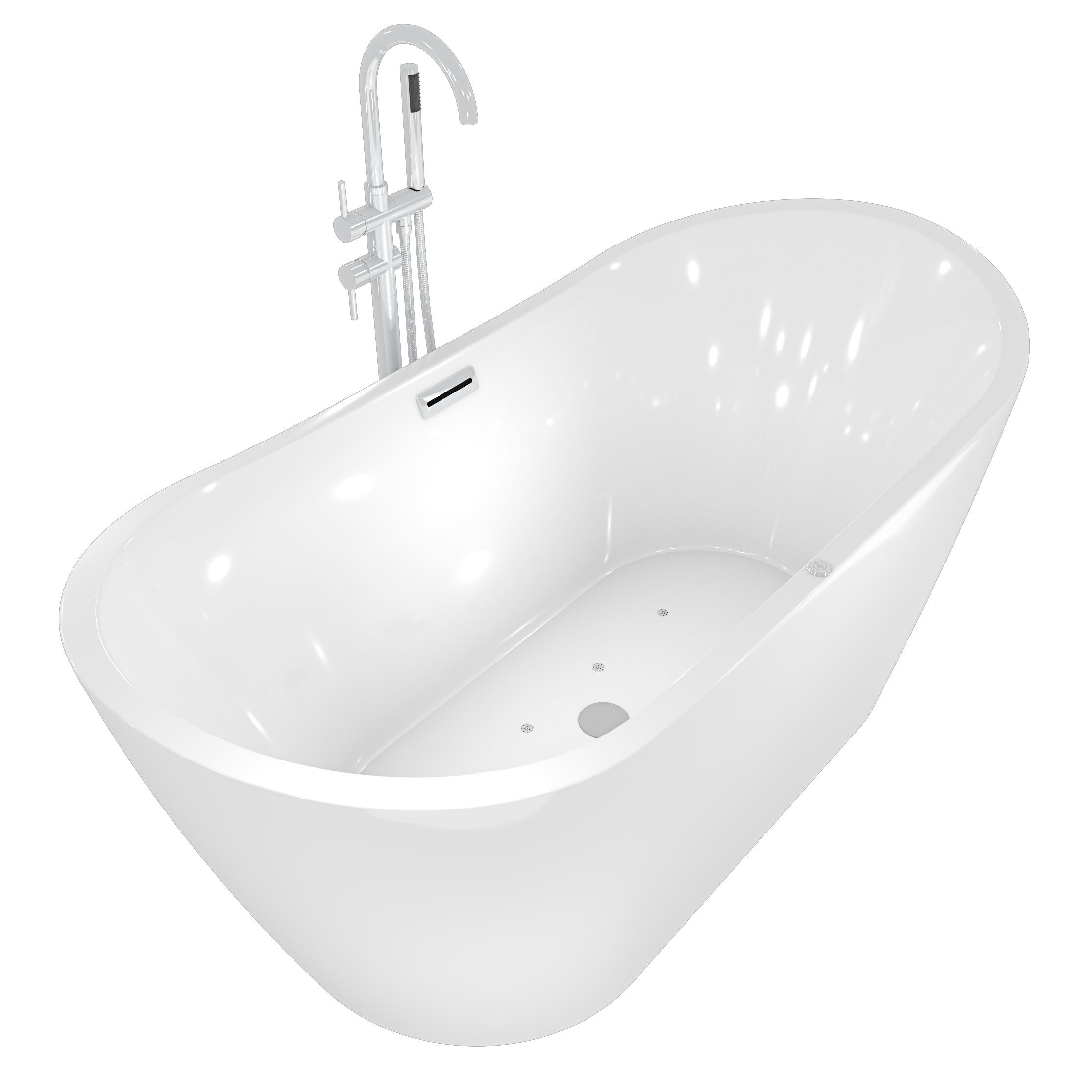 AcquaVapore Whirlpool-Badewanne freistehende Badewanne Wanne F13 180x92cm Whirlpool Armatur AF004, (1-tlg), mit Ablaufgarnitur