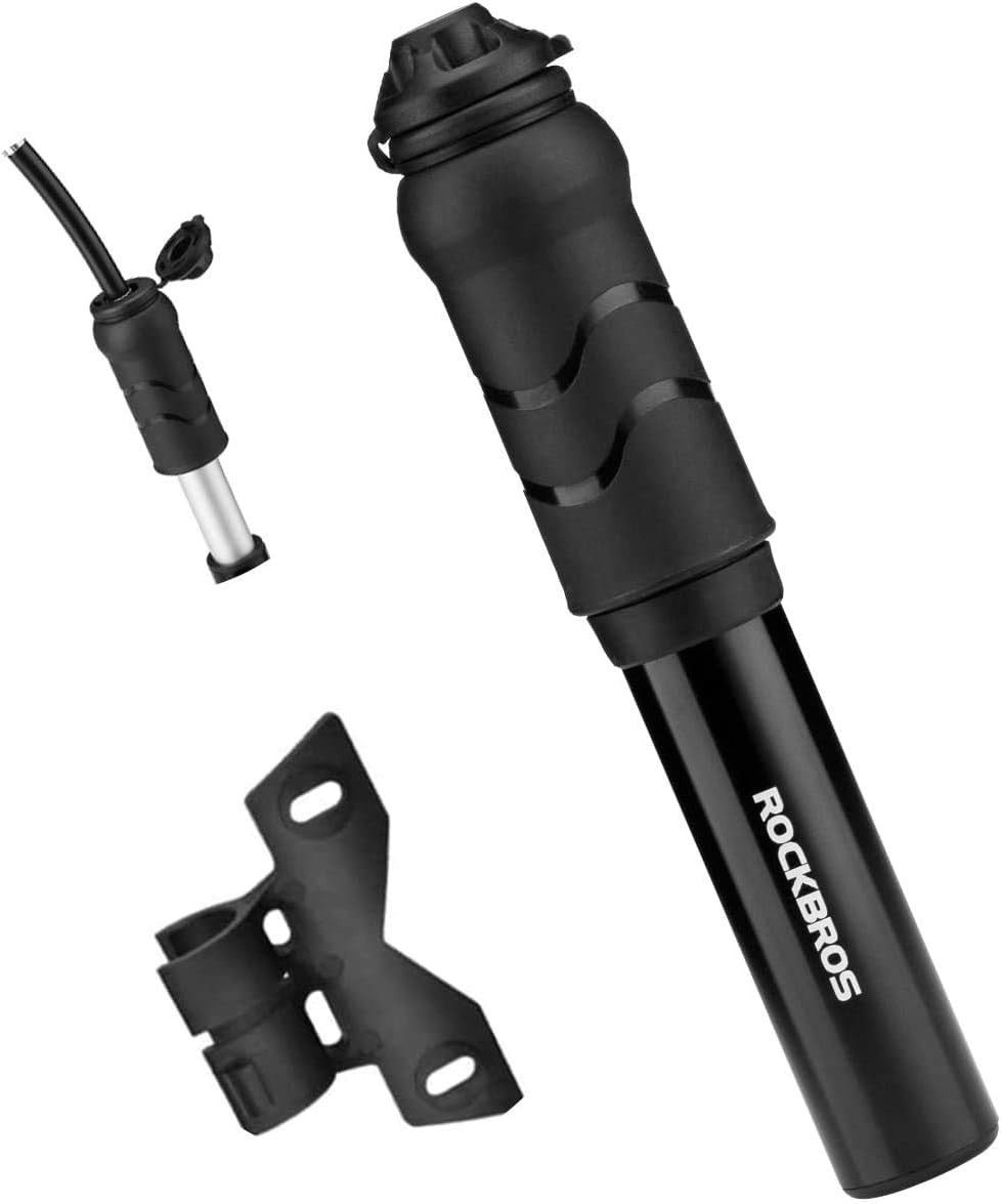 ROCKBROS Fahrradpumpe Mini-Fahrradpumpe 100 PSI mit Rahmenhalterung Presta/Schrader