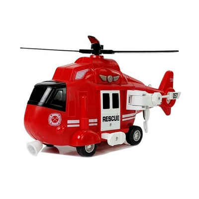 efaso Lernspielzeug Hubschrauber mit Haken/Trage/Seilwinde - Helikopter Spielzeug in rot