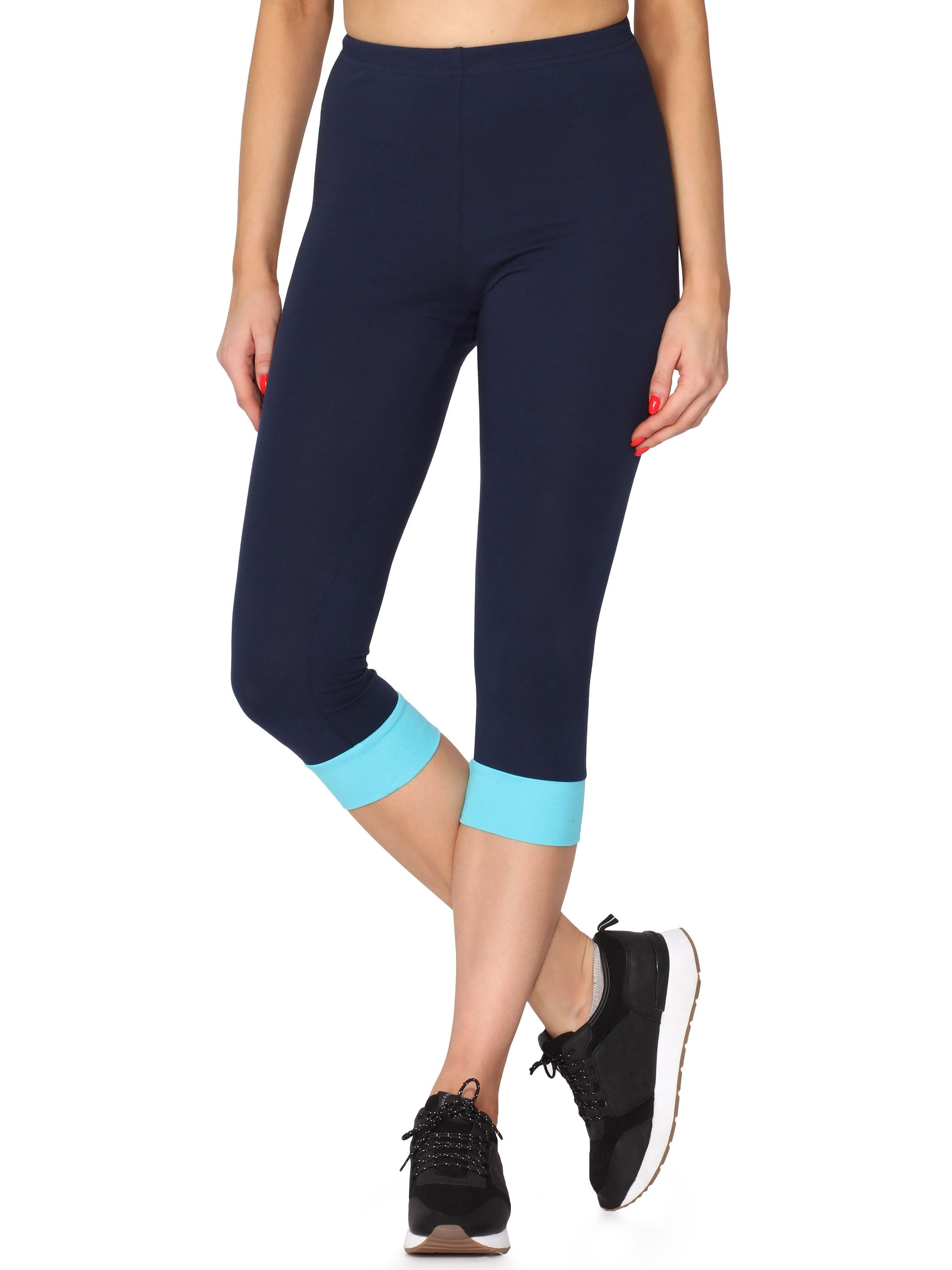 Merry Style Leggings Damen Leggings aus Baumwolle mit angenähtem Bündchen MS10-379 (1-tlg) elastischer Bund