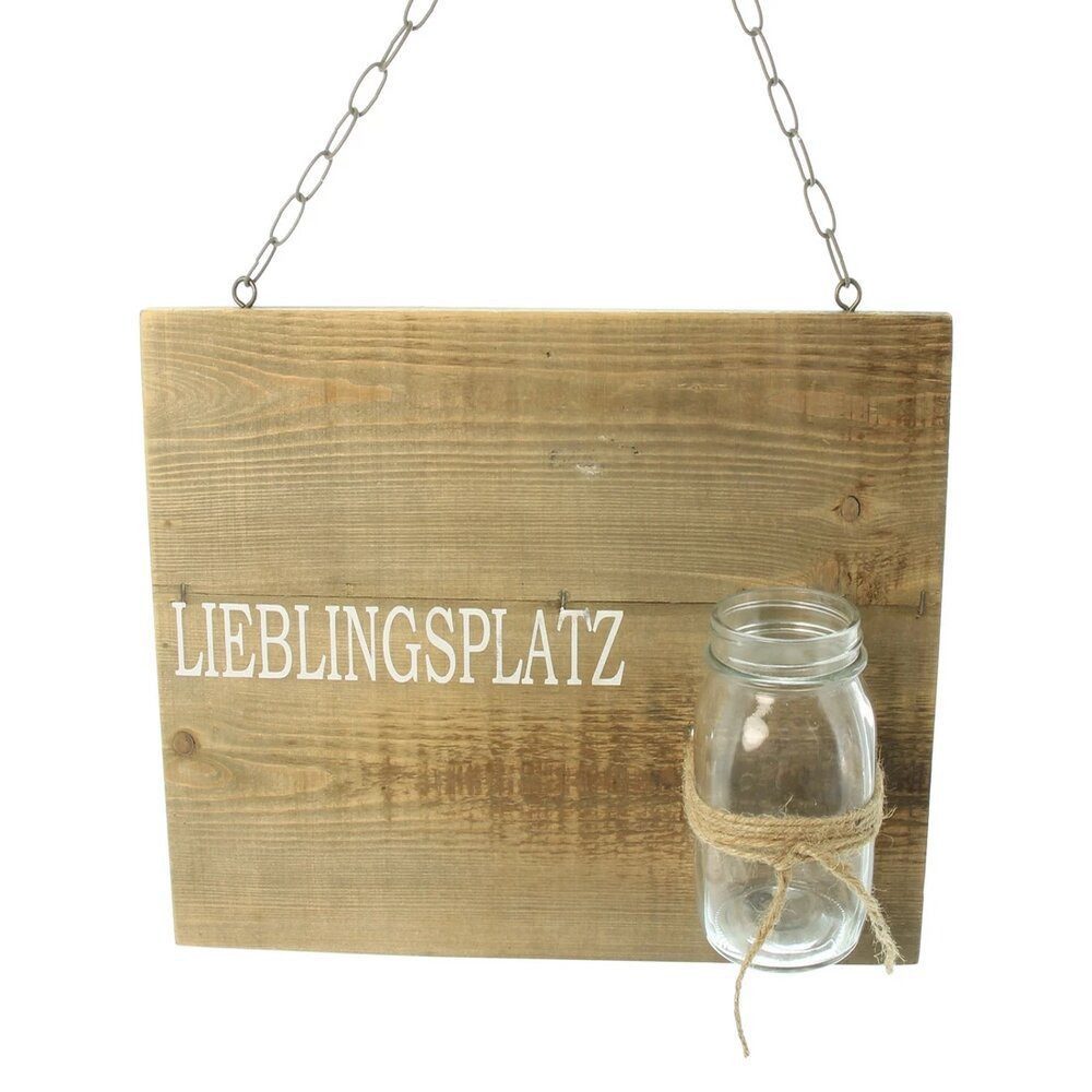 Home-trends24.de Wanddekoobjekt Schild Wandbild Wandhänger Holz Lieblingsplatz Dekovase Wanddeko