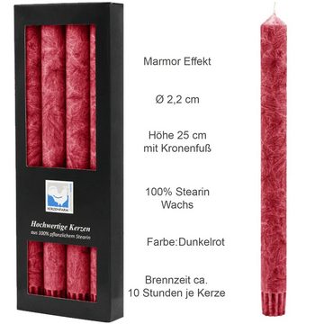 Kerzenfarm Hahn Tafelkerze 8er Farben Set (2x4) Stabkerze, Ø 2,5 x 25 cm, dunkelrot & elfenbein