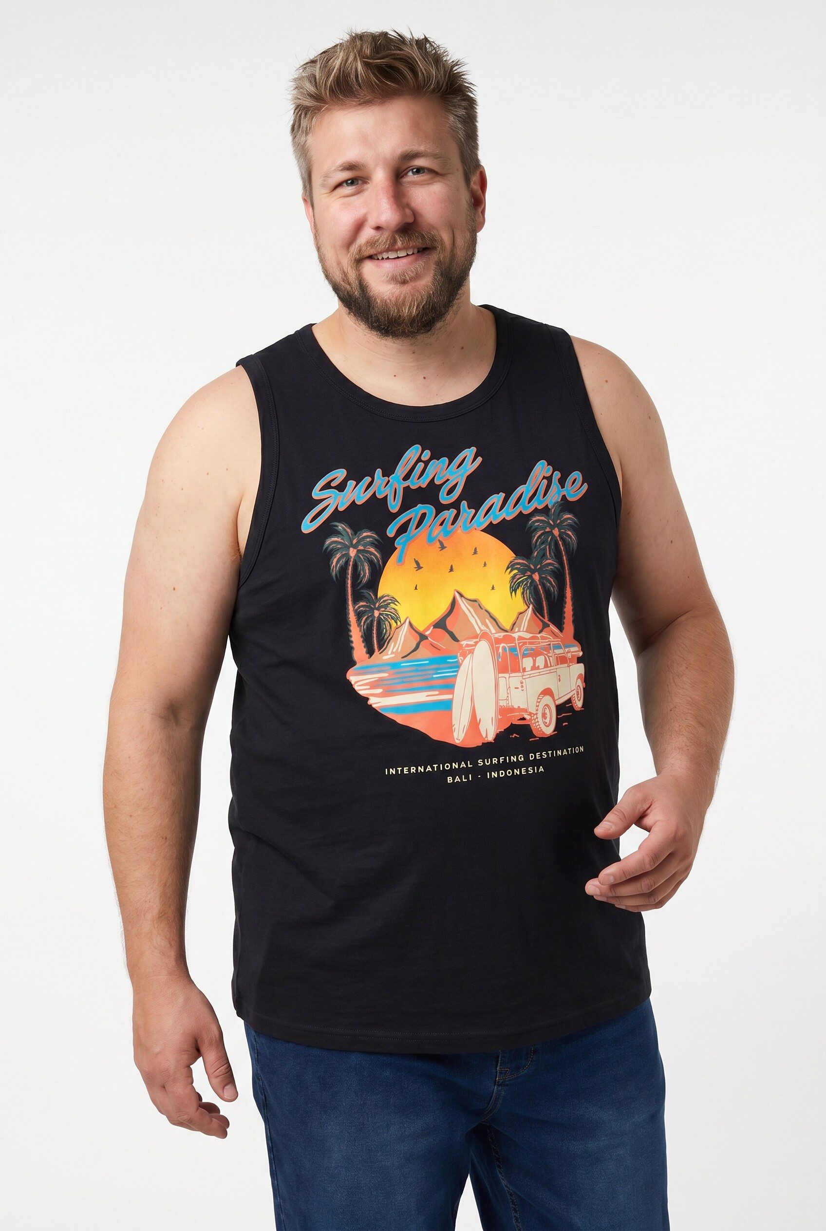 Men Plus T-Shirt Tanktops 2er-Pack Print Rundhals bis 8 XL