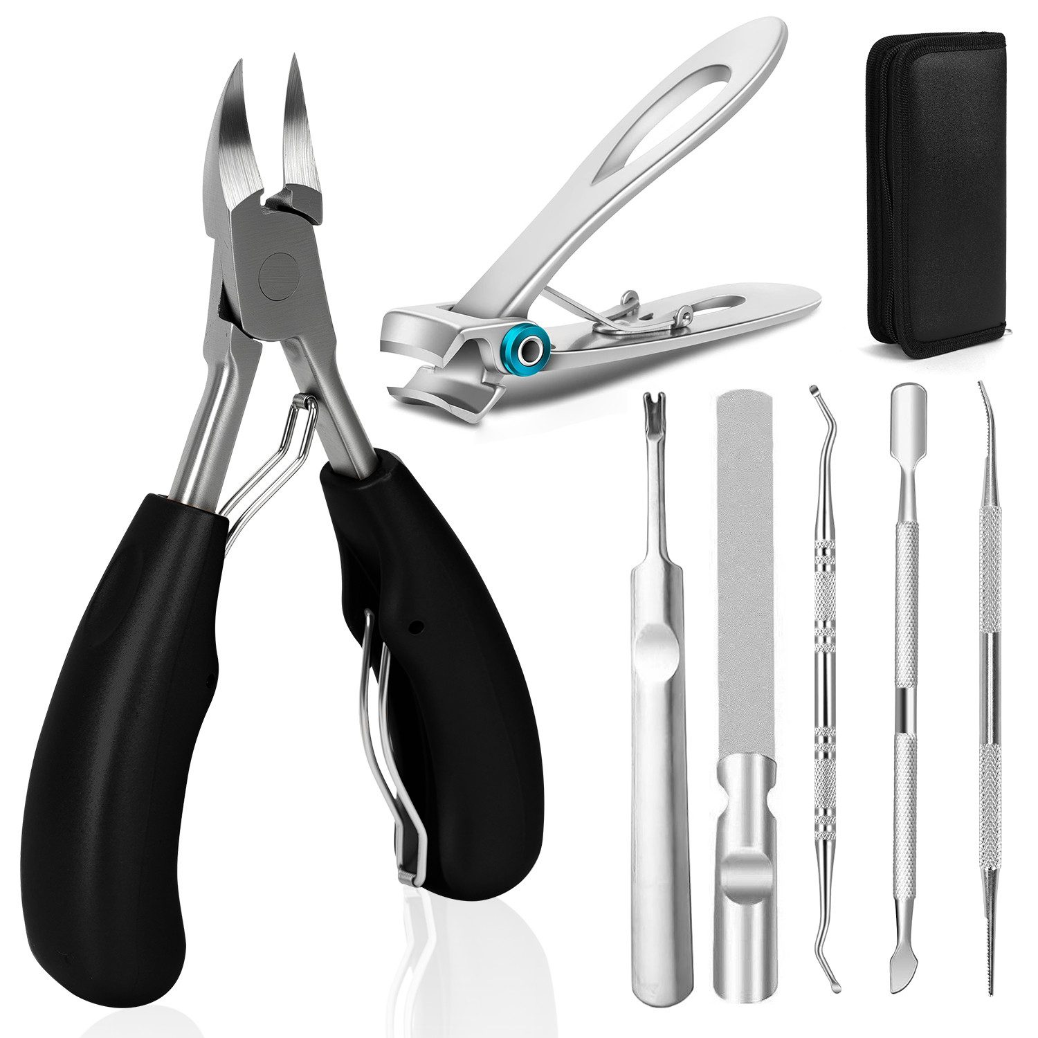 OSTWOLKE Maniküre-Pediküre-Set 7-teiliges Nagelschere Set, Edelstahl Maniküre Nagelknipser, für Dicke & Eingewachsene Fußnägel
