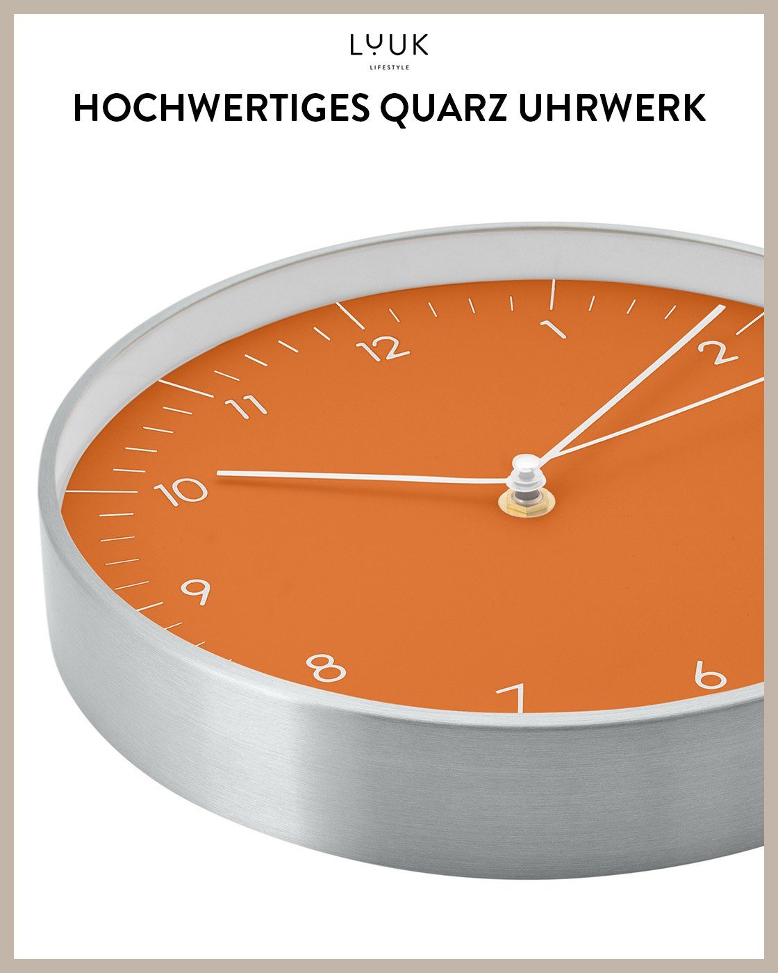 LUUK LIFESTYLE Wanduhr Helsinki (lautlos, ohne Ticken, großes Ziffernblatt, verschied. Größen)