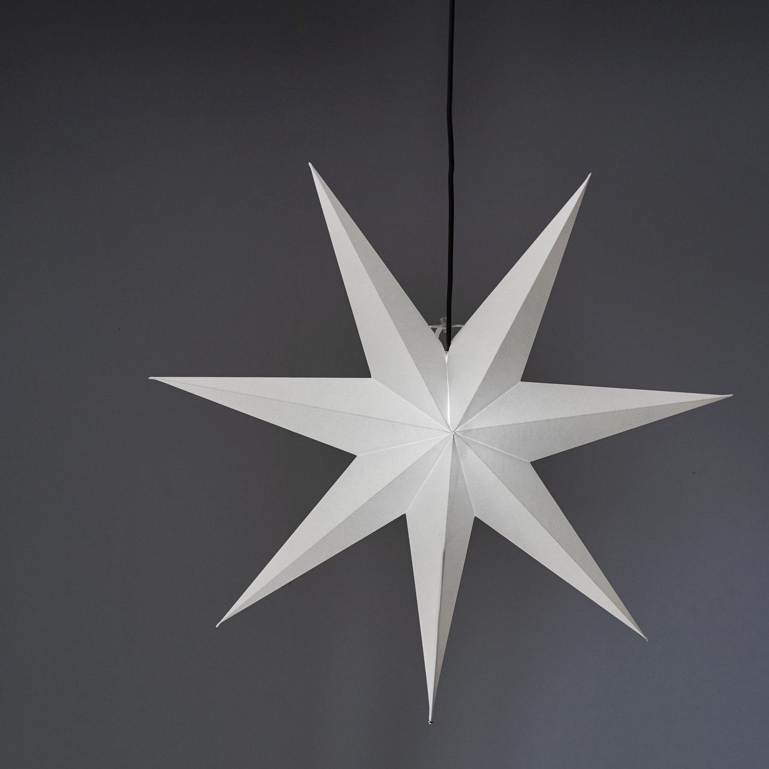 STAR TRADING LED Stern Papierstern Leuchtstern Faltstern 7-zackig hängend 70cm mit Kabel weiß