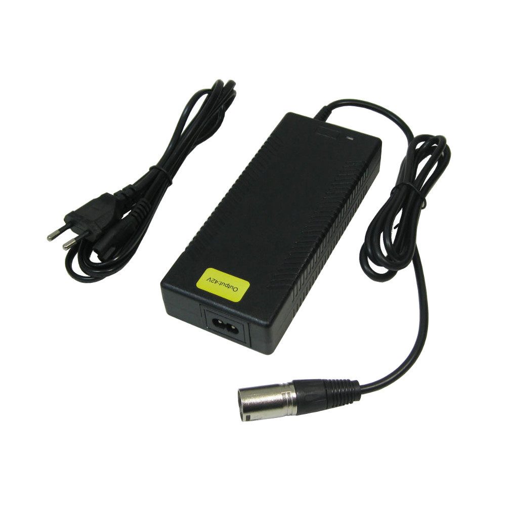 Trade-Shop Ladegerät 42V 3A passend für MiFa, Cyco, Curtis, Rex, McKenzie E-Bikes Netzteil (Länge: ca. 2m / Stecker: 3pin XLR Stecker / mit LED-Ladestandsanzeige)