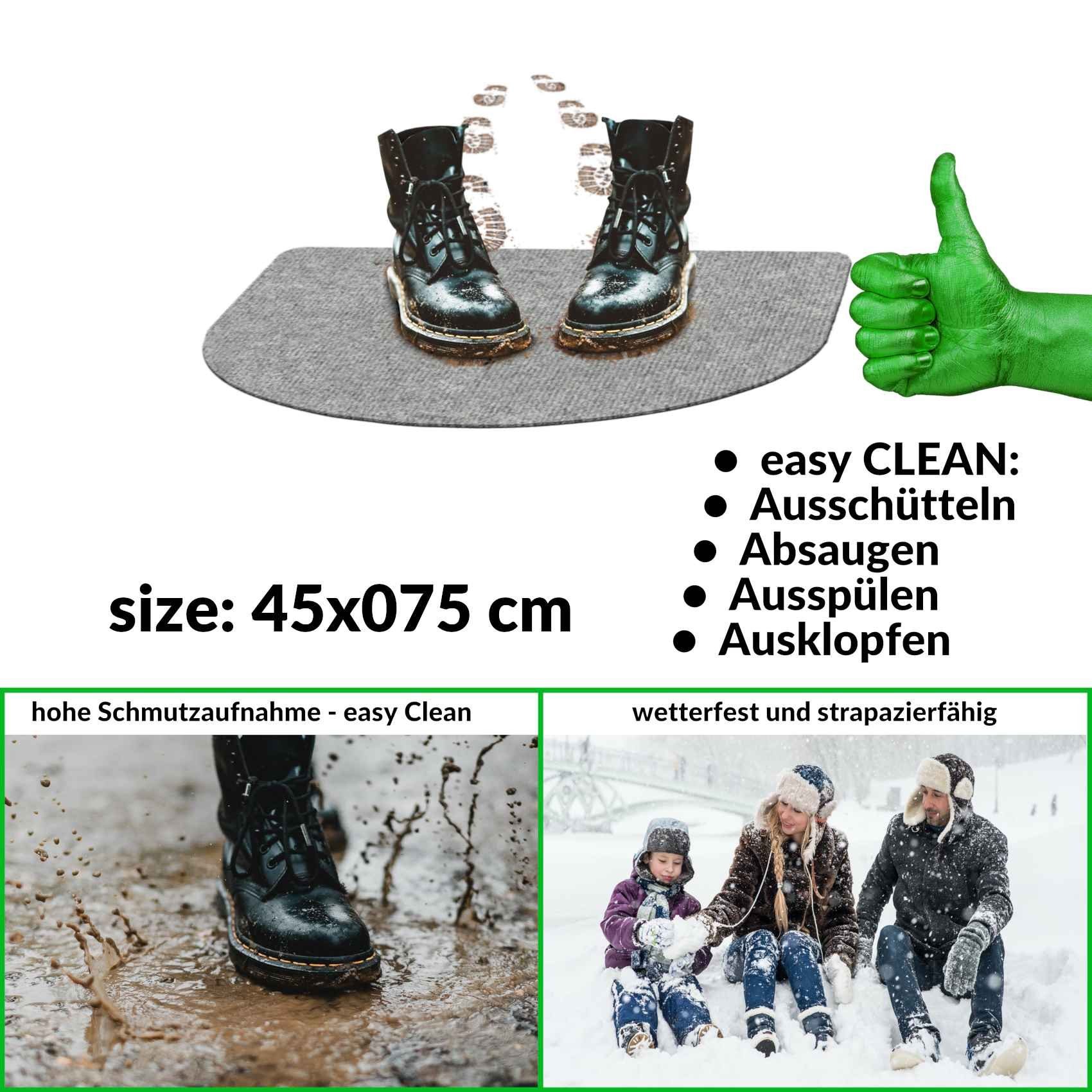 ANRO Fußmatte Türvorleger Schmutzfangmatte STRIBET, eckig, Höhe: 3 mm, Clean-Line Größe 45x75cm