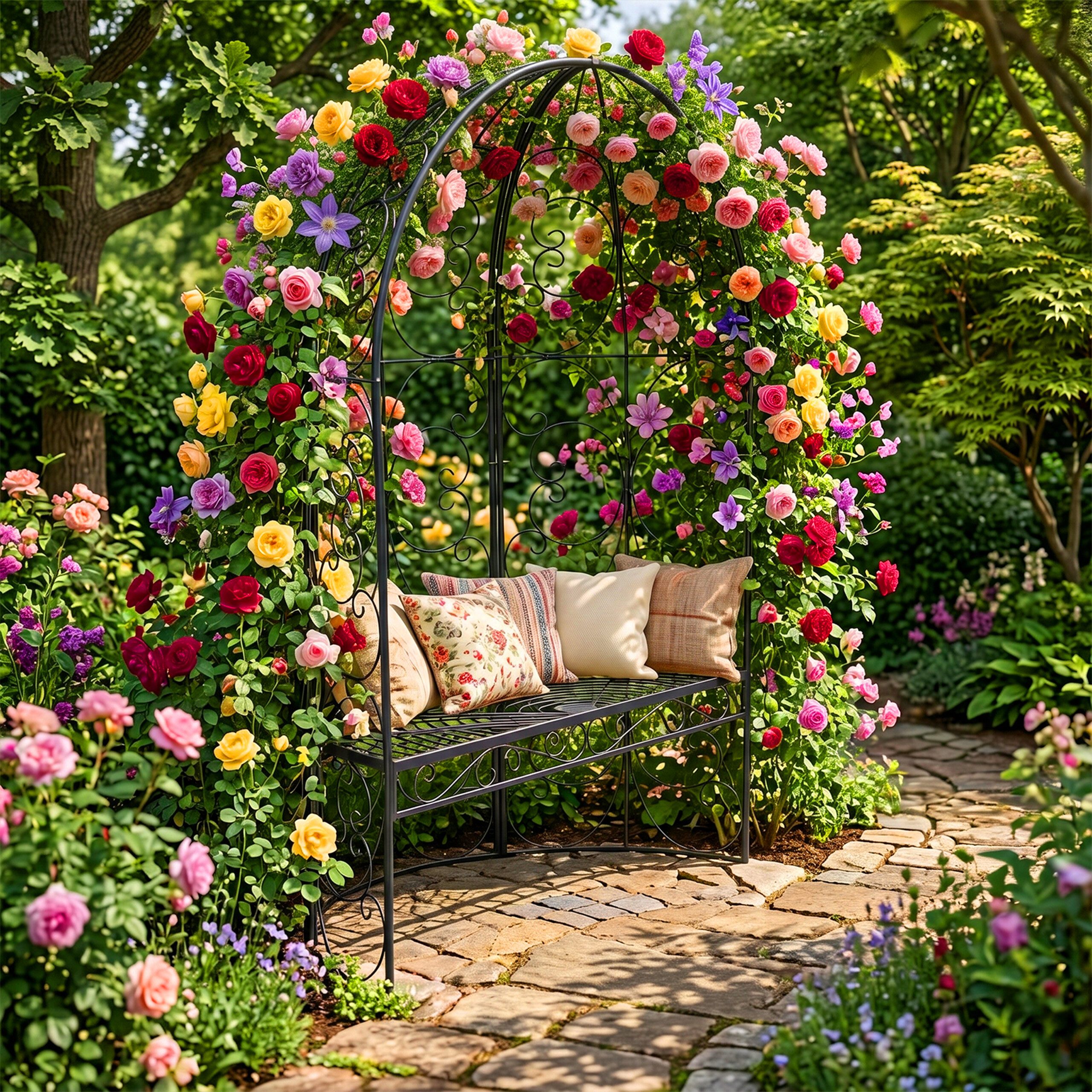 relaxdays Gartenbank mit Rosenboge