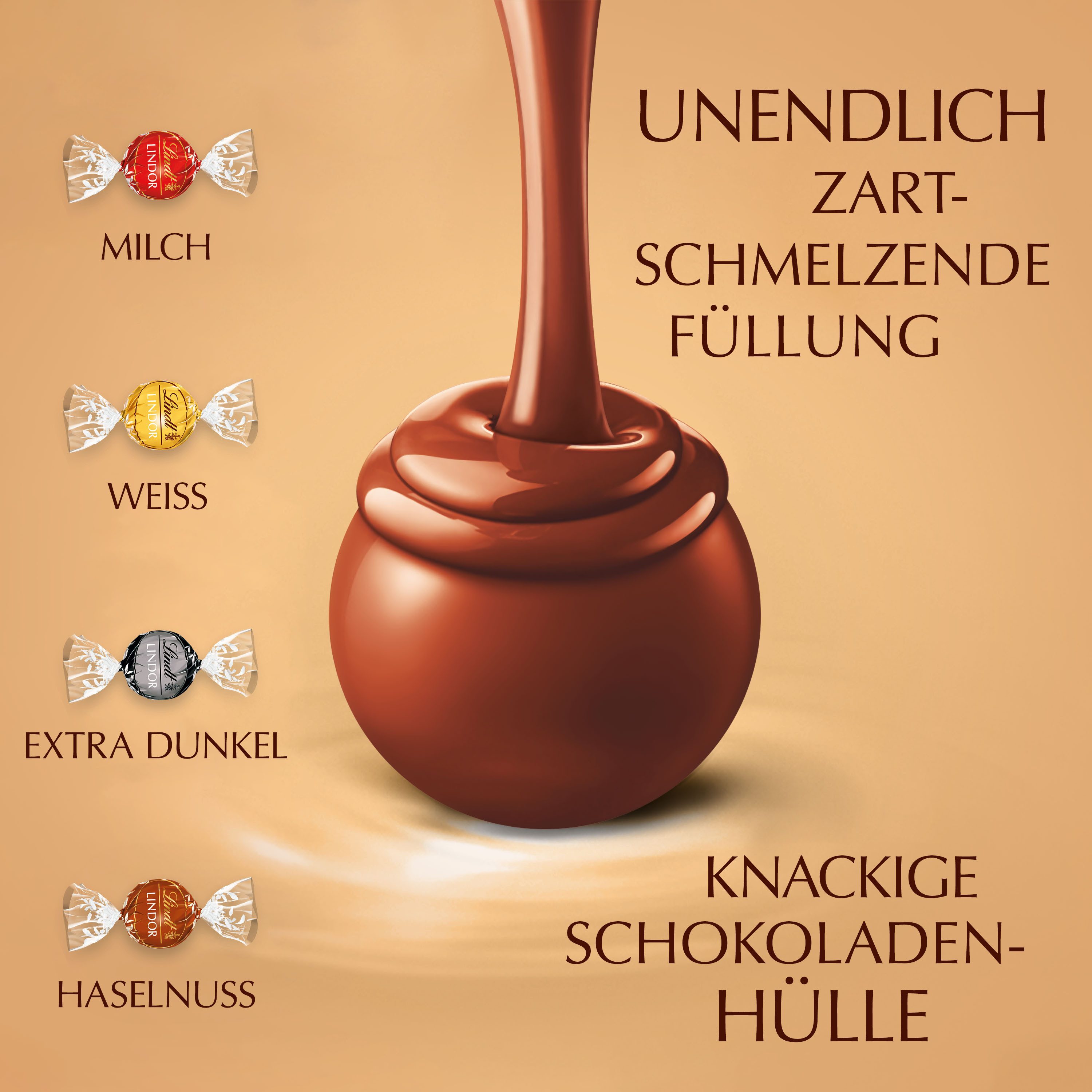 Lindt LINDOR Schokolade 500g Cornet Mischung Schokoladen Kugeln Pralinen Geschenk, 1 x 500 g, 1 St.