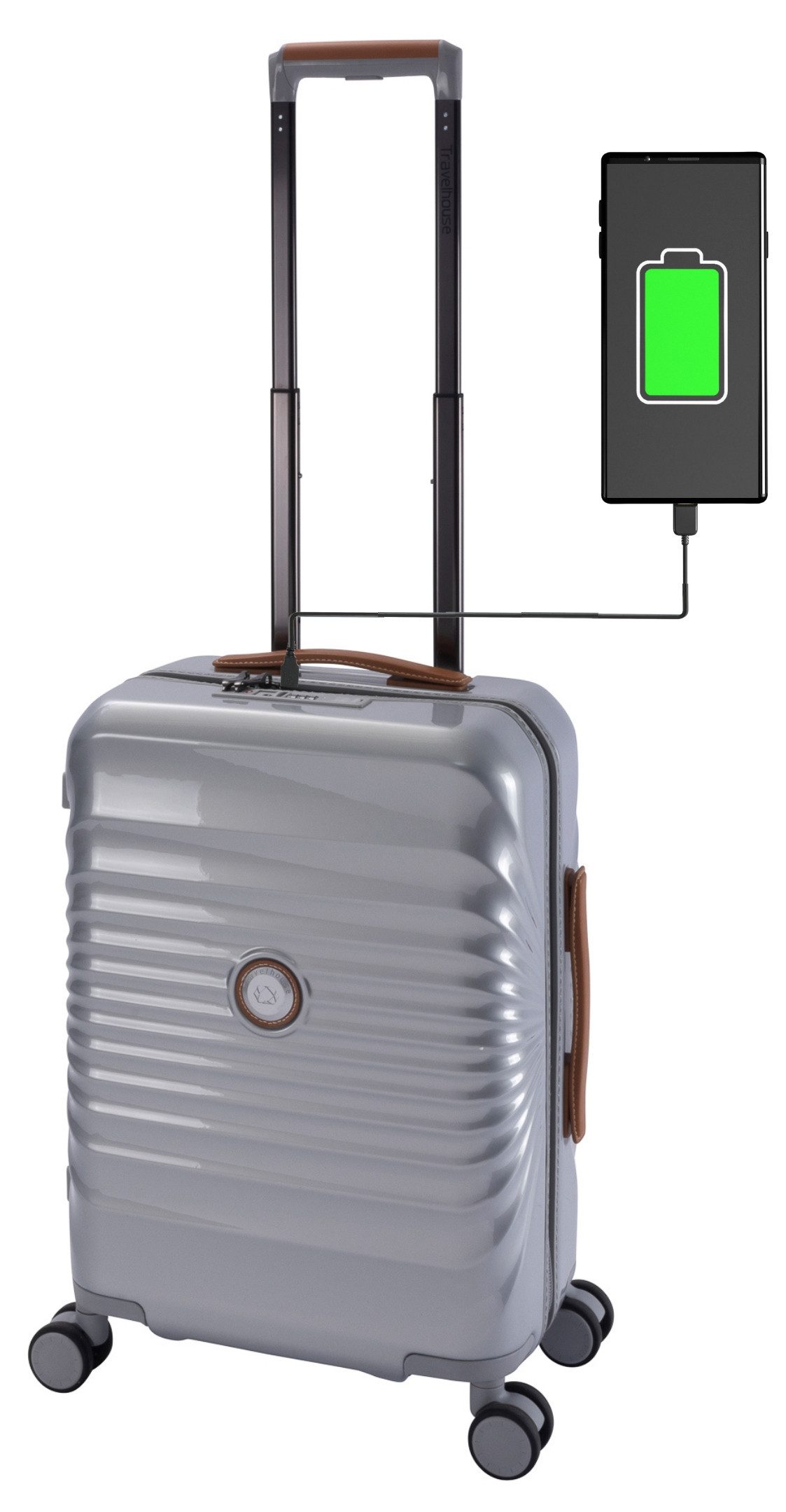 Travelhouse Handgepäck-Trolley Capri, 4 Rollen, mit USB + USB C, Rollenbremse & Polycarbonat Hartschale