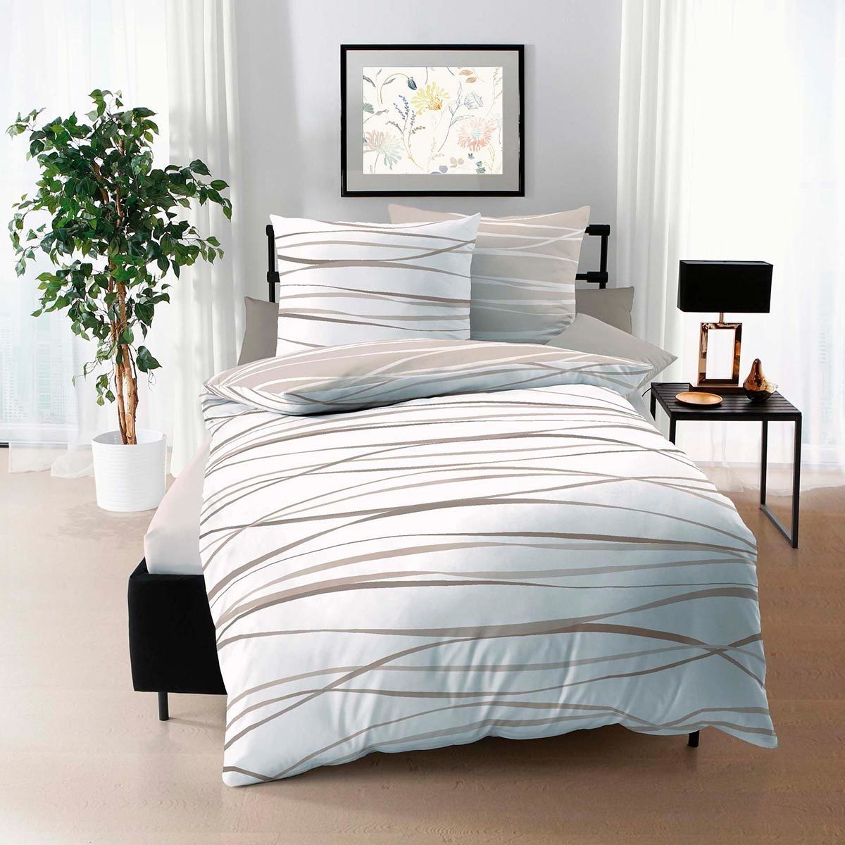 BETTWARENSHOP Постільна білизна Satinmotion natur, Mako Satin, 2 teilig, Ganzjahreswäsche in feiner Qualität