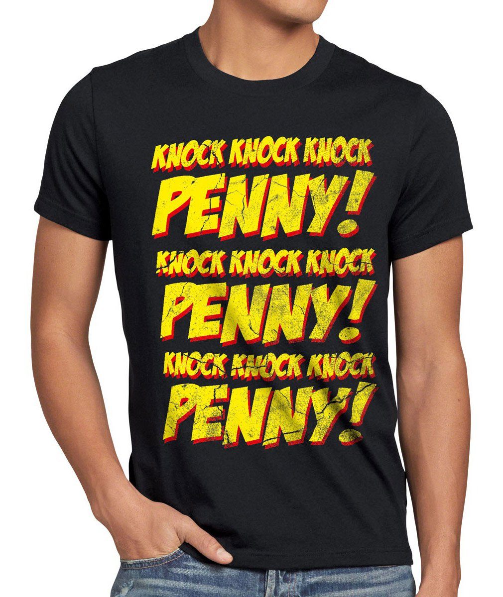 style3 Print-Shirt Herren T-Shirt Penny knock big bang sheldon College theory cooper leonard comic schwarz