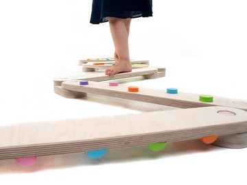 TinaForKids Balanceboard 10-Teiliges doppelseitiges Balacierbretter Set Balanceboard, doppelseitig erweiterbar aus Holz
