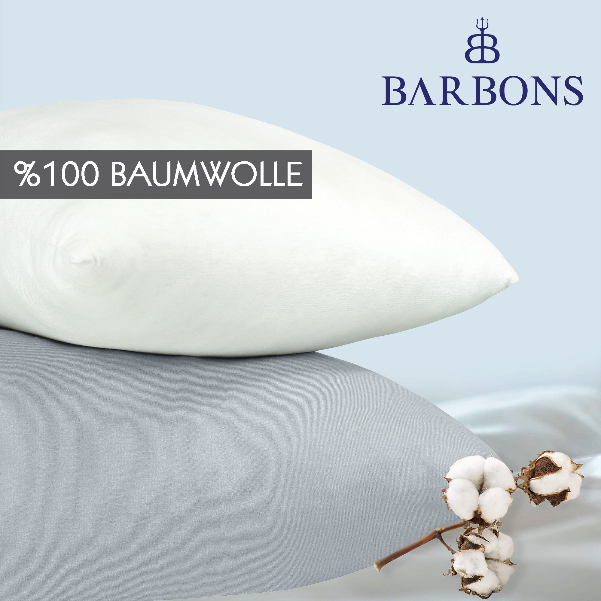 BARBONS Kissenbezug 100% Baumwolle Kissenbezug, weiche Kopfkissenbezug, Kissenhülle, (2 Stück), 165 g/m², Jersey