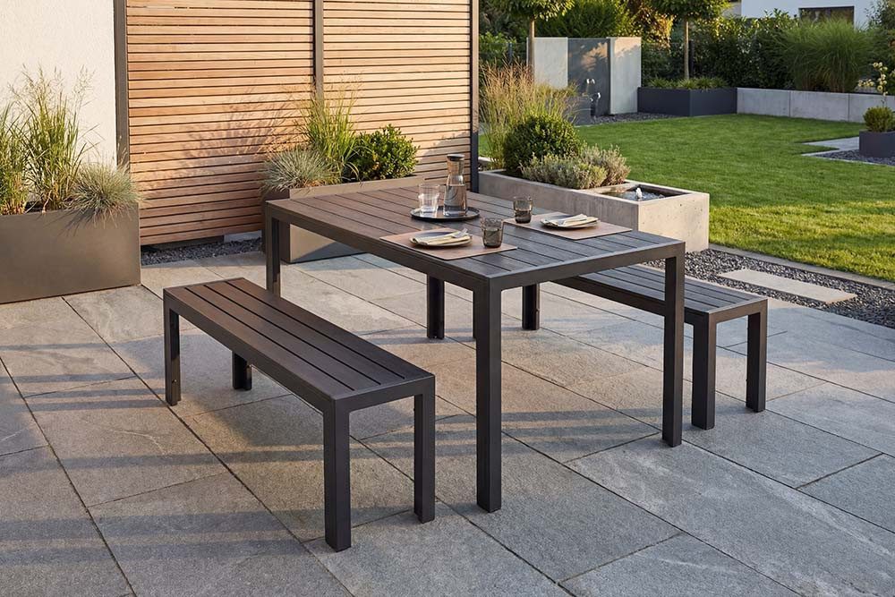 riess-ambiente Gartentisch DESIGNO 150cm anthrazit / schwarz (Einzelartikel, 1-St), wetterfest · Aluminium · Outdoor · Terrasse · bis 4 Personen · Design