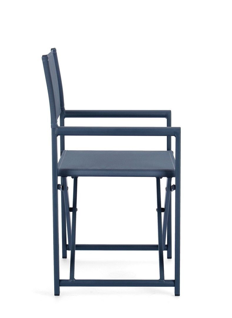 Natur24 Esszimmerstuhl 2er Set Regiestühle Taylor 48 x 56 x 86 cm Aluminium Textil Blau