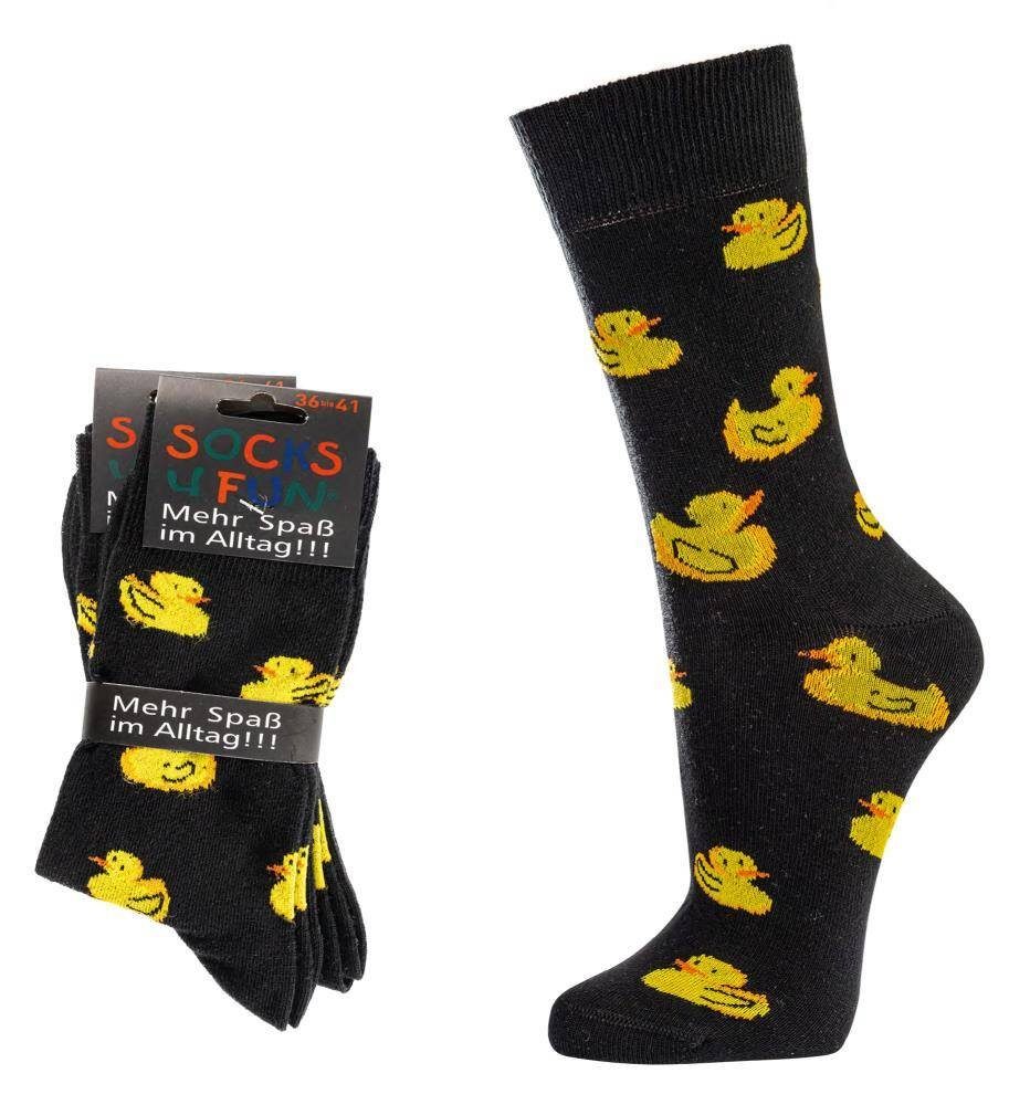 Socks 4 Fun Freizeitsocken Socken Motiv Ente (2-Paar)