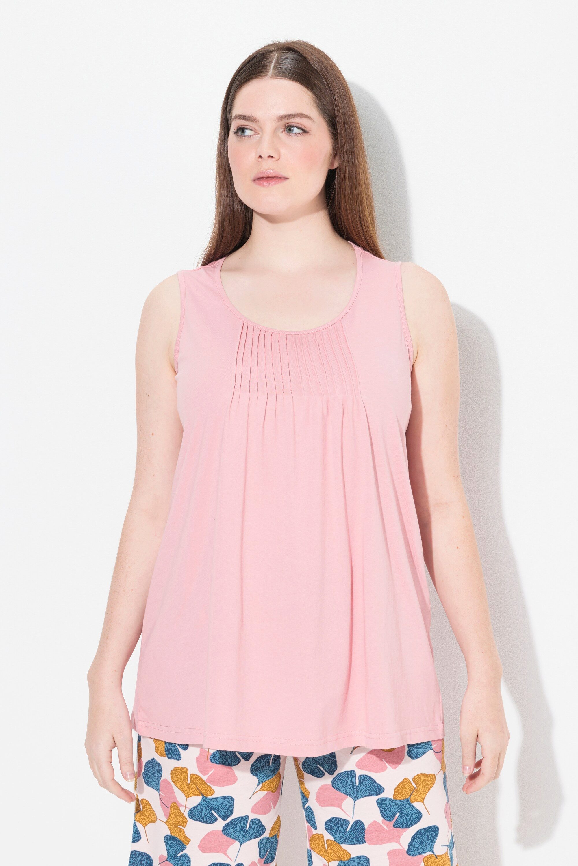 Ulla Popken Pyjama Pyjama-Top Biesen Rundhals günstig online kaufen