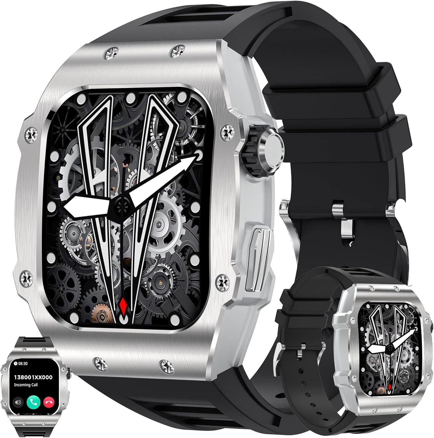 ZPIMY Smartwatch (4,7 cm, android ios), Smartwatch mit 1,91" AMOLED, Bluetooth Anrufe, Fitness