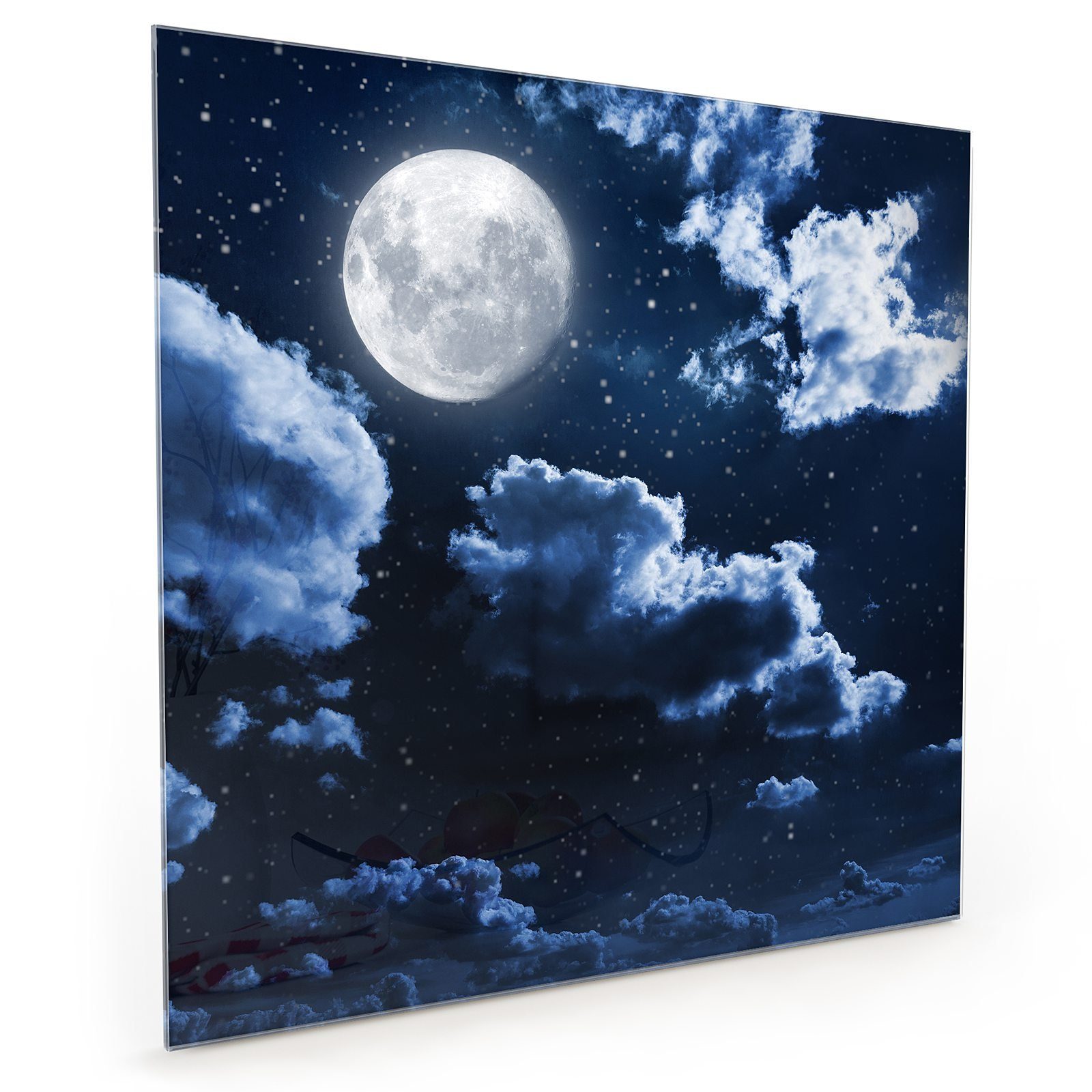 Primedeco Küchenrückwand Küchenrückwand Glas und mit Spritzschutz Nachthimmel Motiv Mond