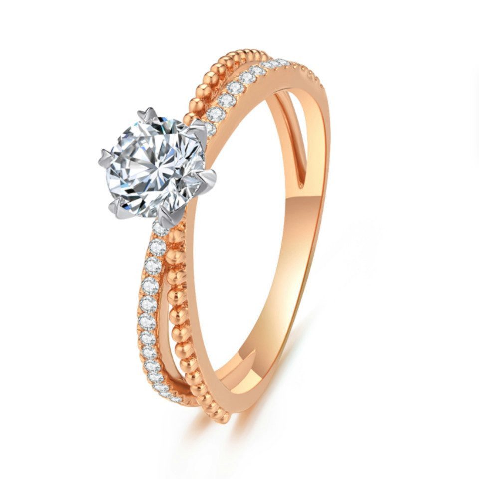 Sternvoll Diamantring Verlobungsring "Rosalie" mit Labordiamanten in 18K Gold, IGI-zertifiziert, Pavé-Fassung, Handgefertigt, 18K Roségold