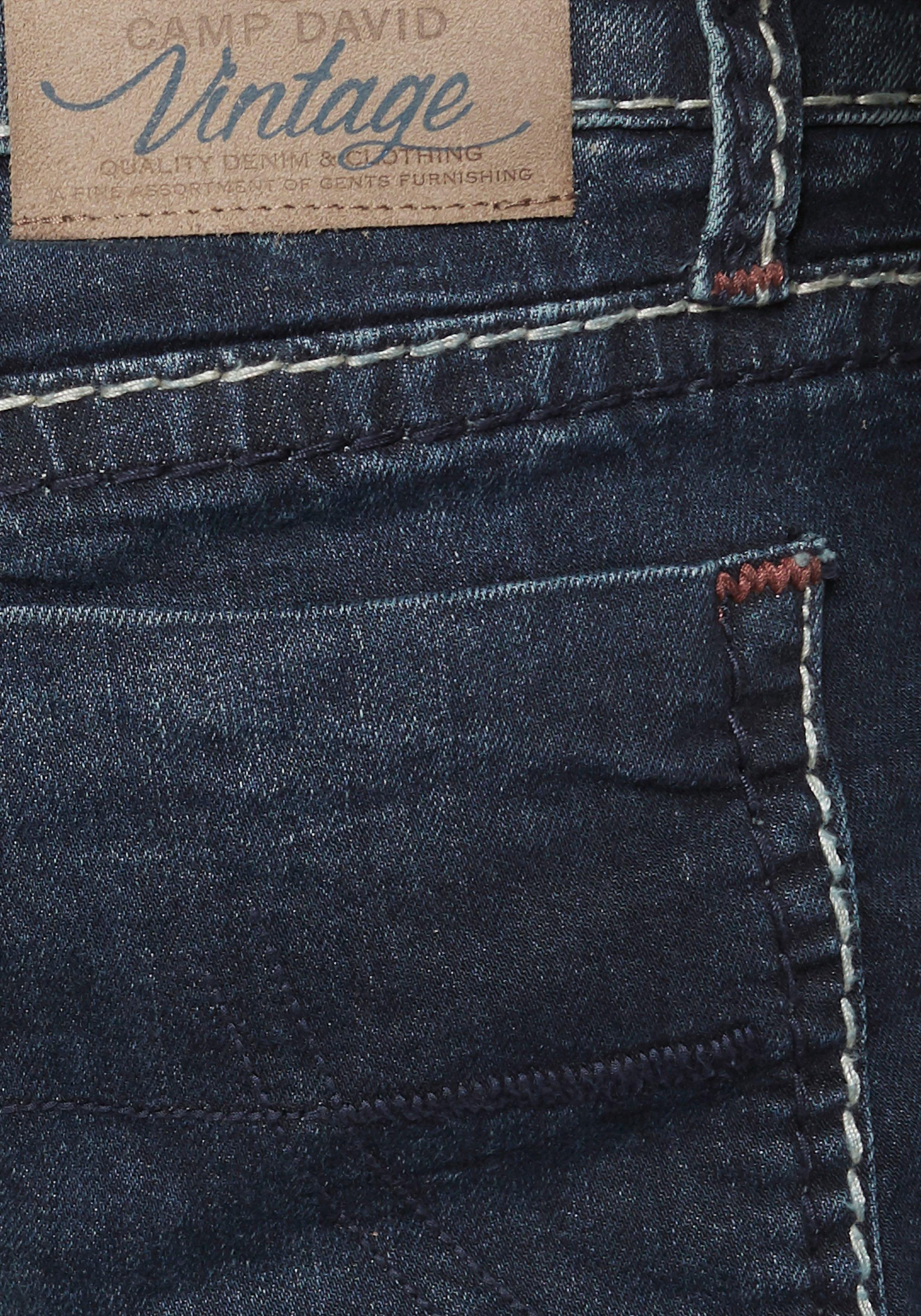 Straight-Jeans markanten mit Steppnähten dark-used NI:CO:R611 CAMP DAVID