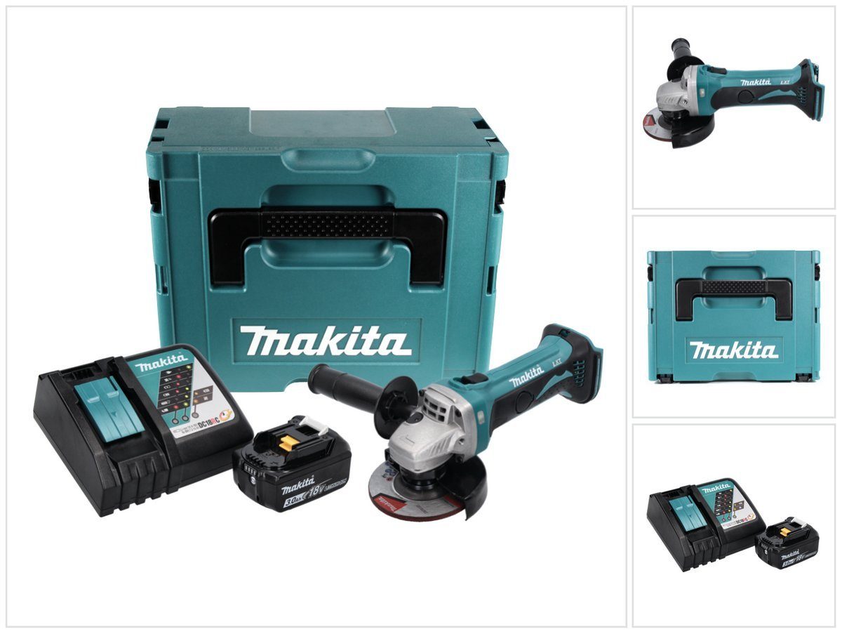 Makita Winkelschleifer DGA 452 RF1J Akku Winkelschleifer 18 V 115 mm + 1x Akku 3,0 Ah + Lade