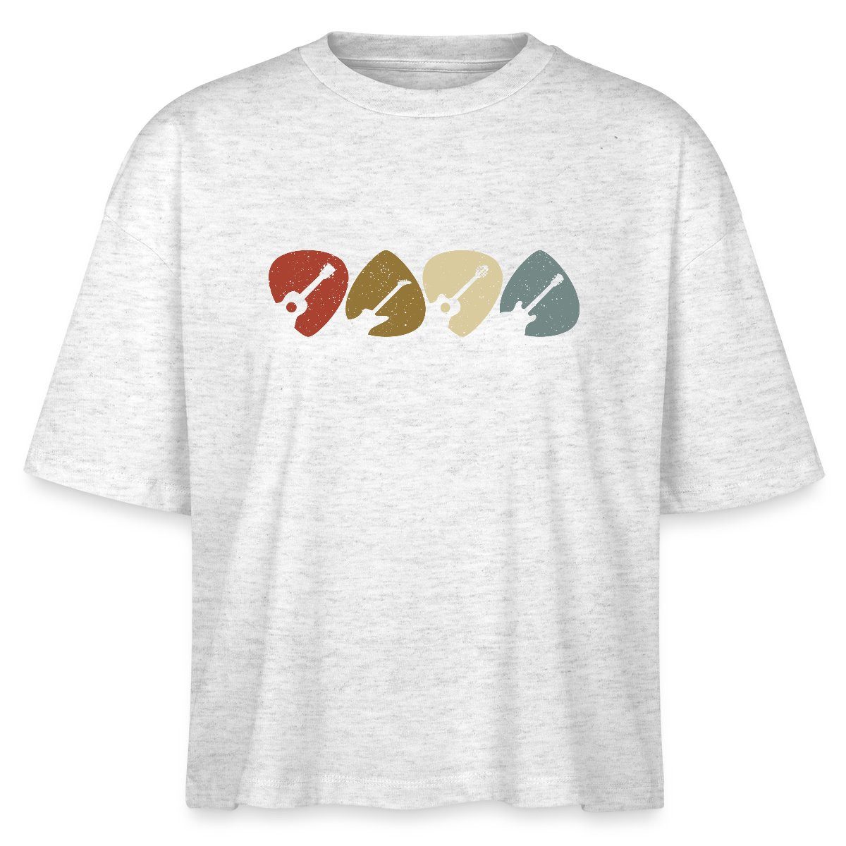 T-Shirt Plektrum Retro Musik Motiv Boxy Shirt Damen